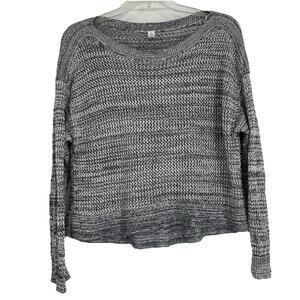 Old Navy Boat Neck Sweater Open Knit Marled Blue Dolman Sleeves Relaxed Size M